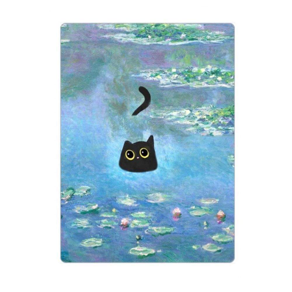 Monet Waterlilies Black Cat Magnet